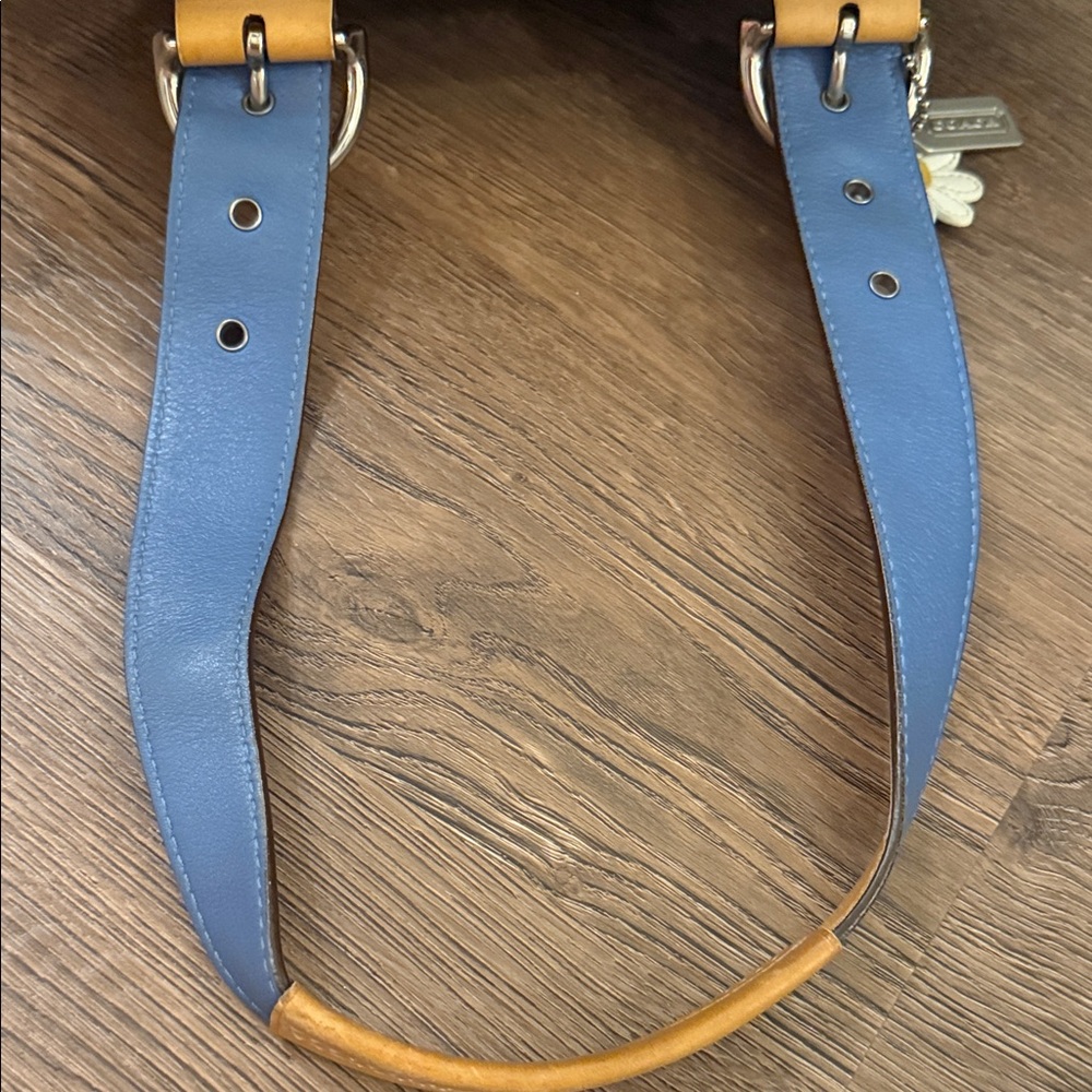 Coach SoHo Tan and Blue Canvas and Leather Shoulder Bag - Picture 8 of 10